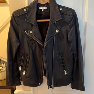 IRO Han navy leather Moto jacket